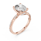2.93 CT Oval Cut Diamond Hidden Accent Engagement Ring with Twisted Pavé Band