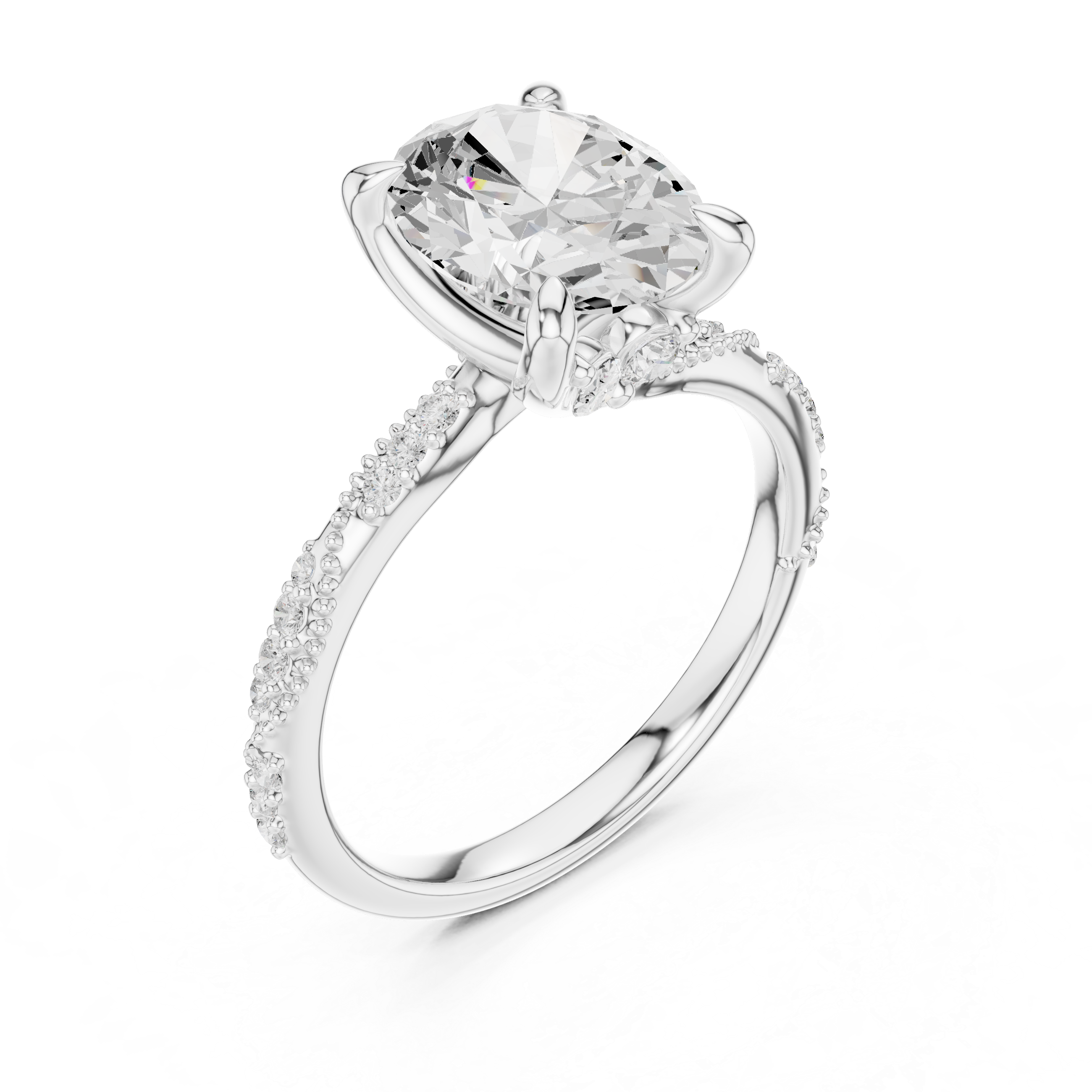 Oval Cut Diamond Twisted Pavé Engagement Ring