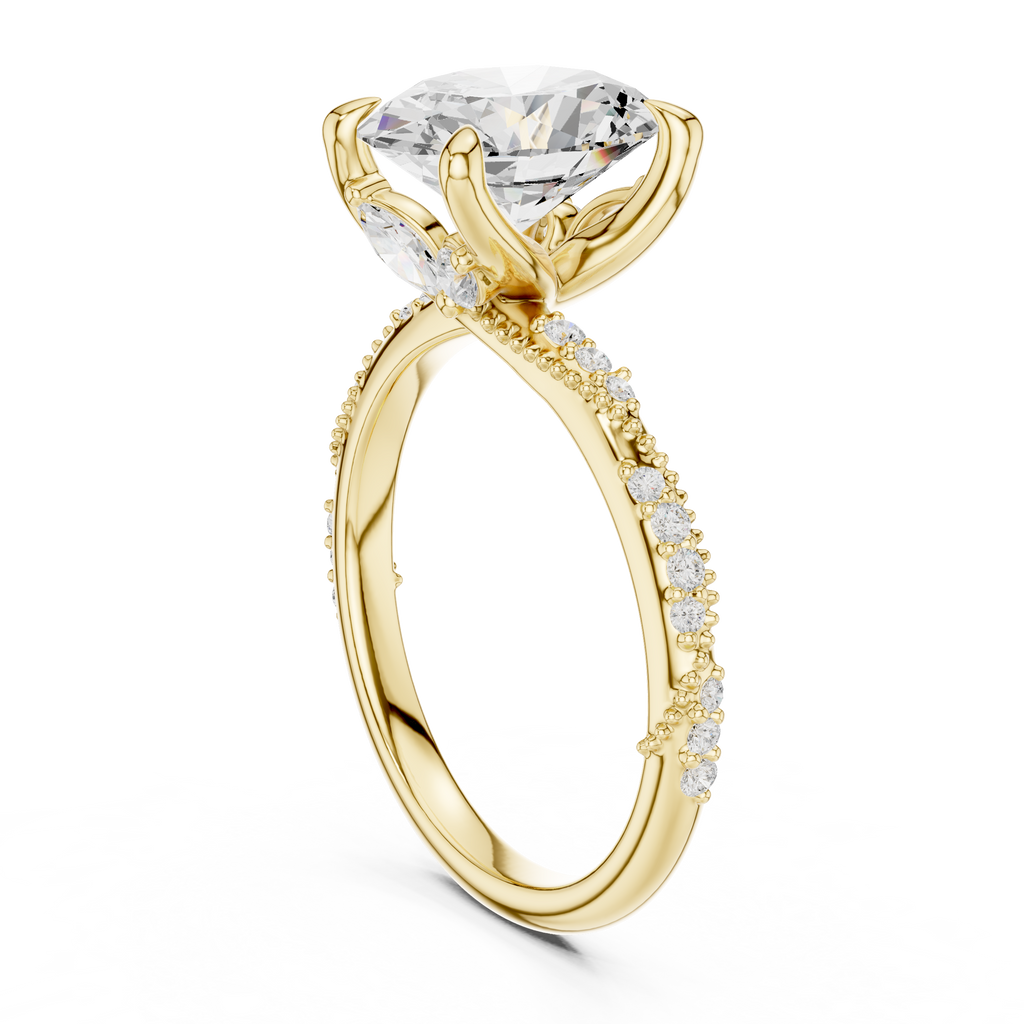 2.93 CT Oval Cut Diamond Hidden Accent Engagement Ring with Twisted Pavé Band