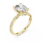 2.93 CT Oval Cut Diamond Hidden Accent Engagement Ring with Twisted Pavé Band