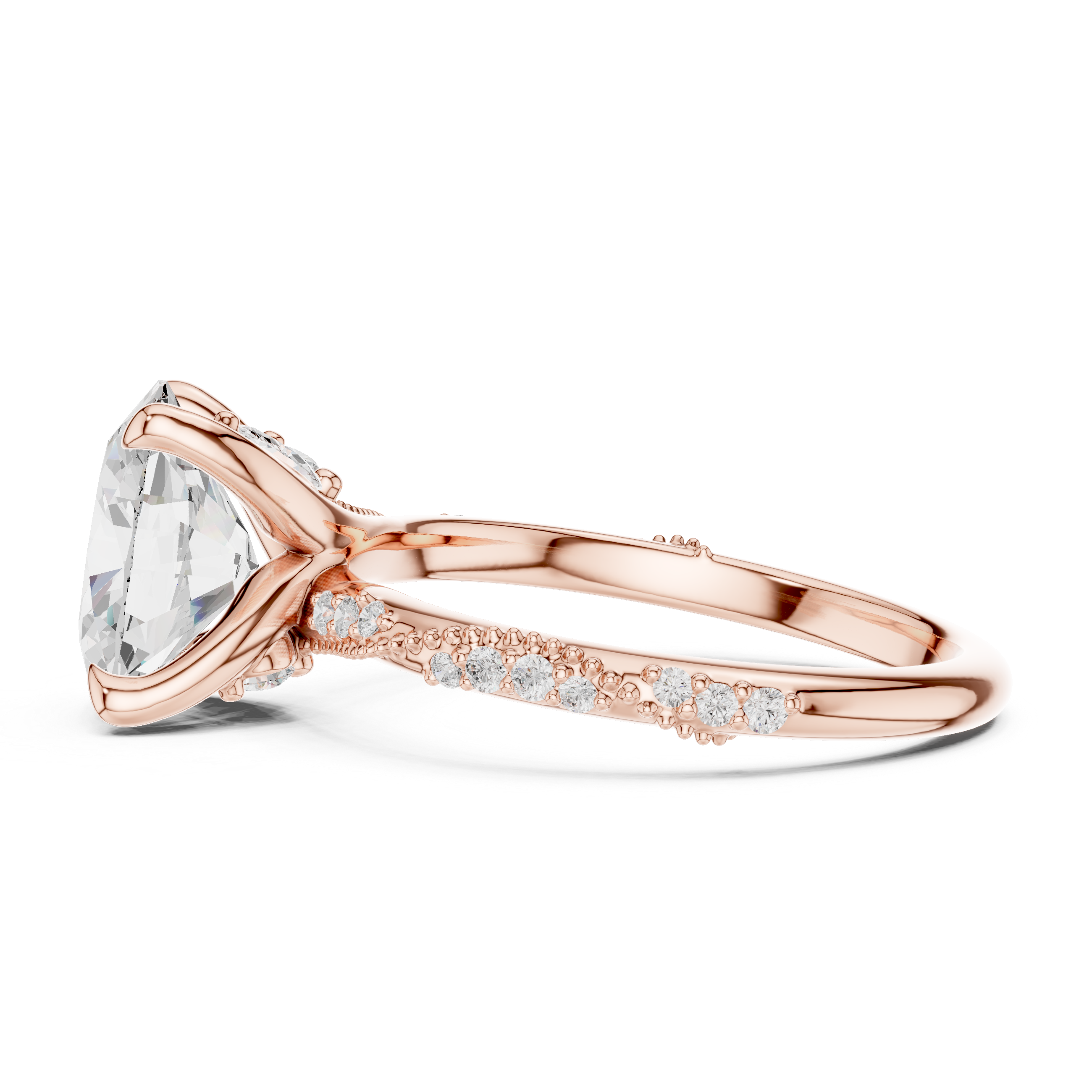 Oval Cut Diamond Twisted Pavé Engagement Ring