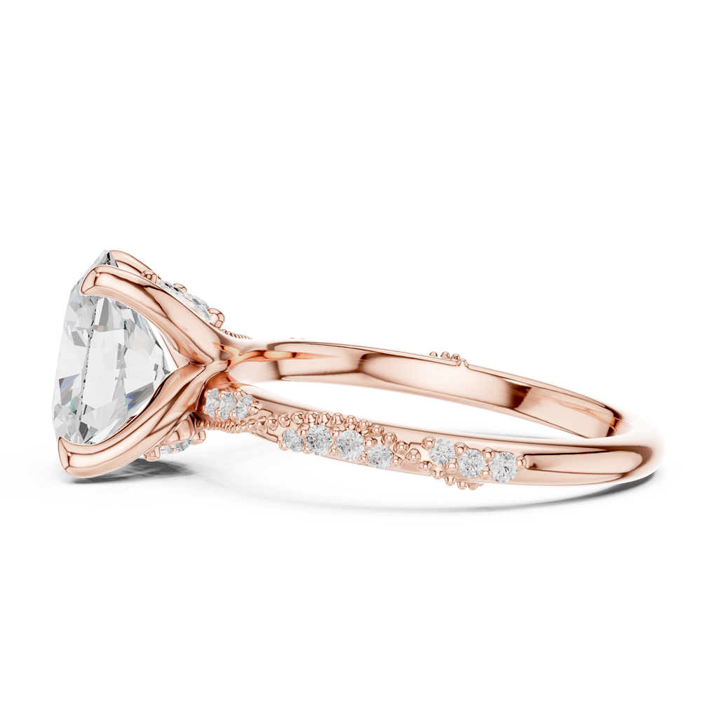 2.93 CT Oval Cut Diamond Hidden Accent Engagement Ring with Twisted Pavé Band