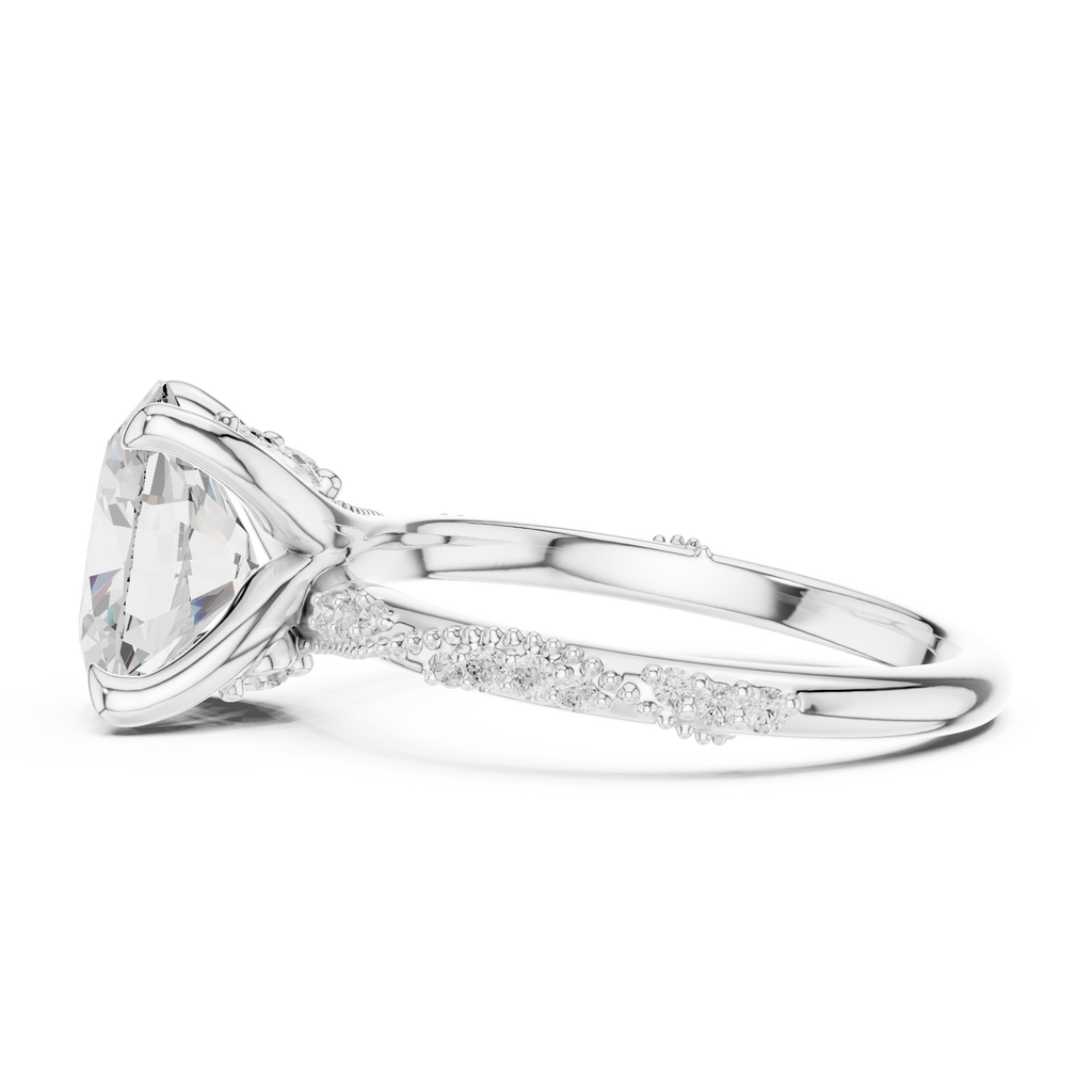 Oval Cut Diamond Twisted Pavé Engagement Ring