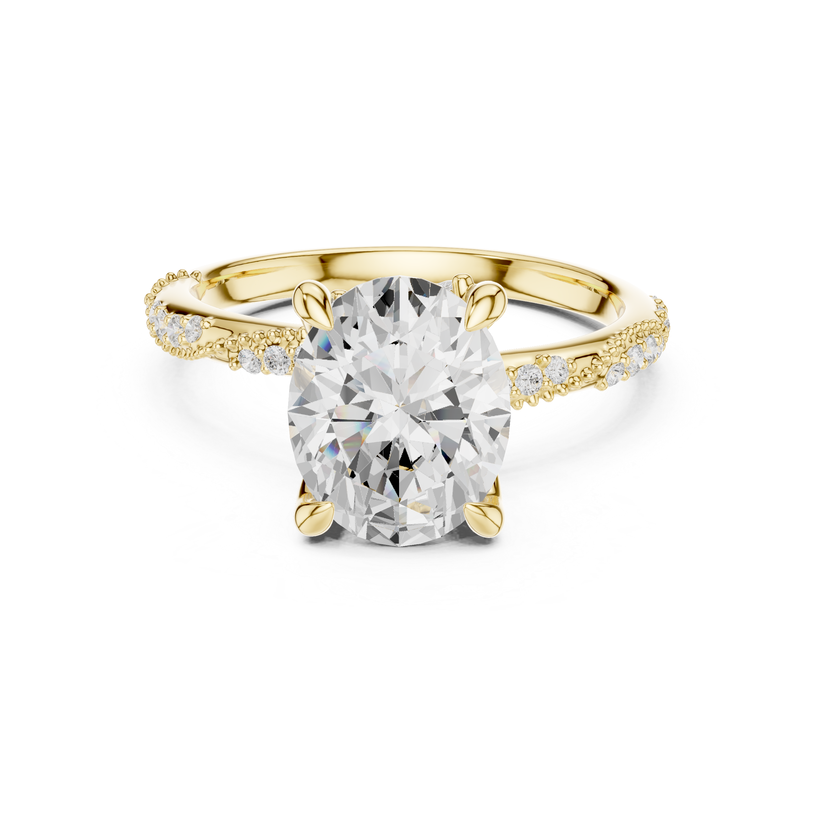 2.93 CT Oval Cut Diamond Hidden Accent Engagement Ring with Twisted Pavé Band