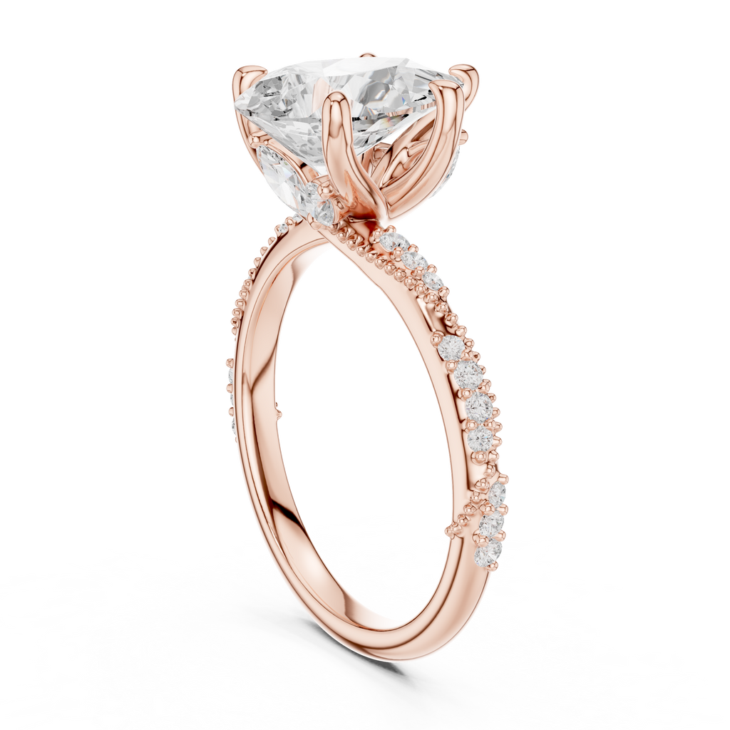 Pear Cut Diamond Twisted Pavé Engagement Ring