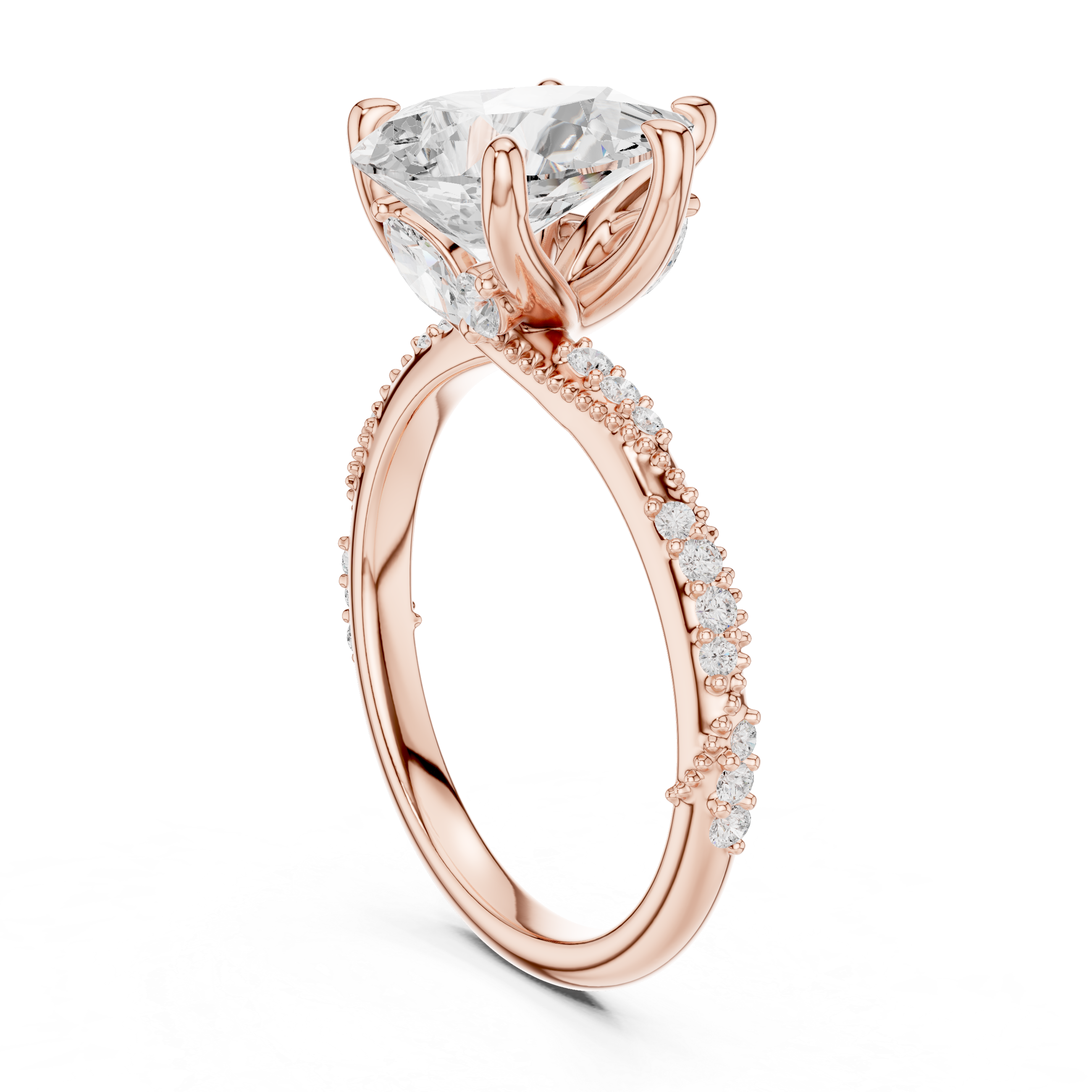 Pear Cut Diamond Twisted Pavé Engagement Ring