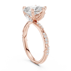 2.93 CT Pear Cut Diamond Hidden Accent Engagement Ring with Twisted Pavé Band