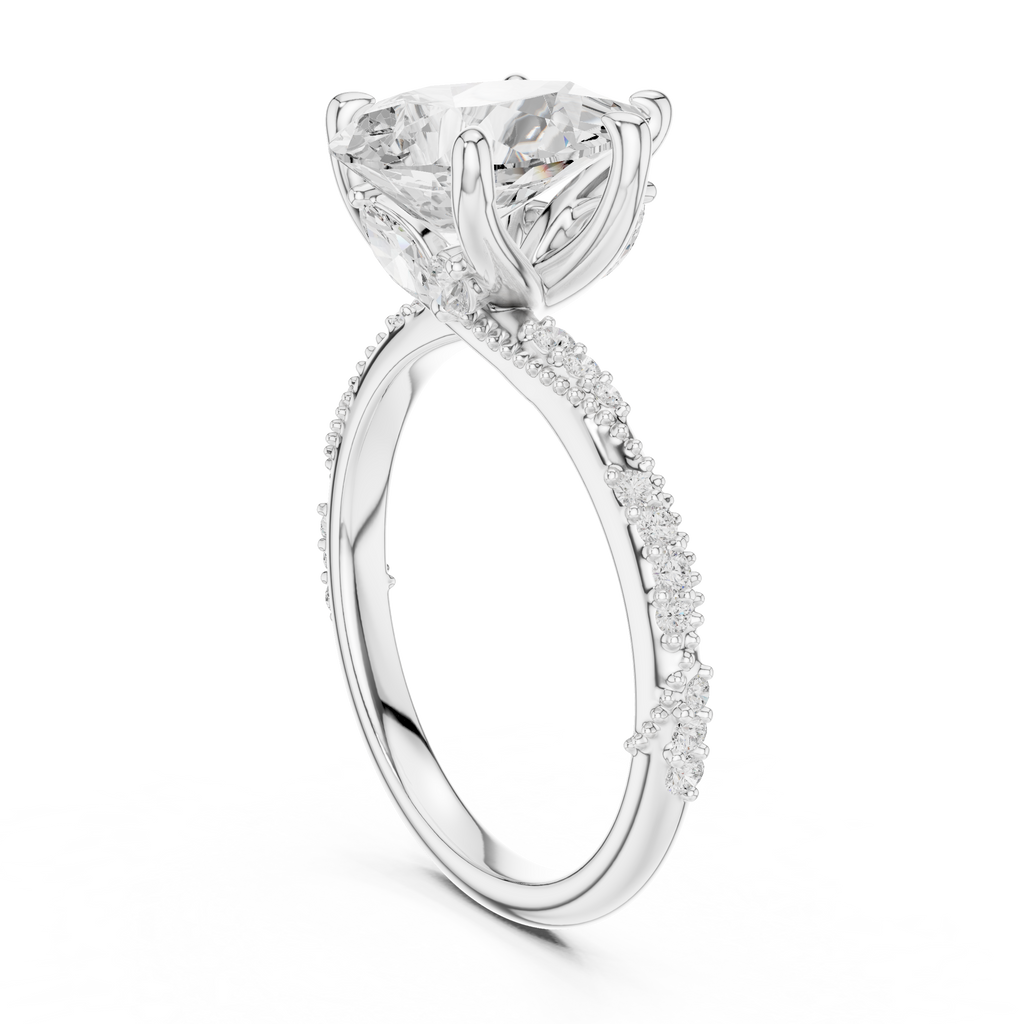 Pear Cut Diamond Twisted Pavé Engagement Ring