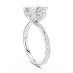 2.93 CT Pear Cut Diamond Hidden Accent Engagement Ring with Twisted Pavé Band