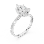 2.93 CT Pear Cut Diamond Hidden Accent Engagement Ring with Twisted Pavé Band