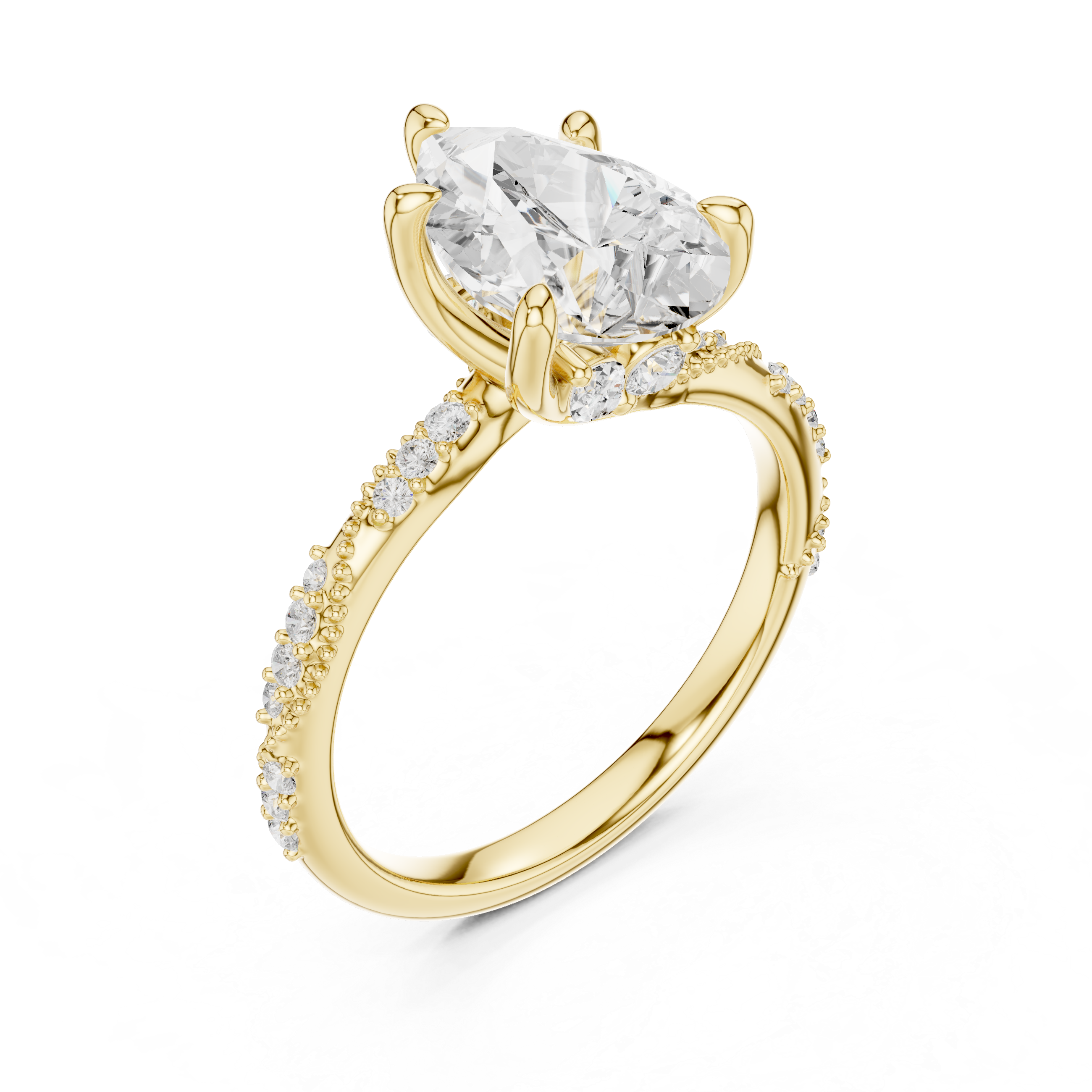 Pear Cut Diamond Twisted Pavé Engagement Ring