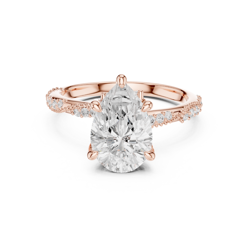 Pear Cut Diamond Twisted Pavé Engagement Ring