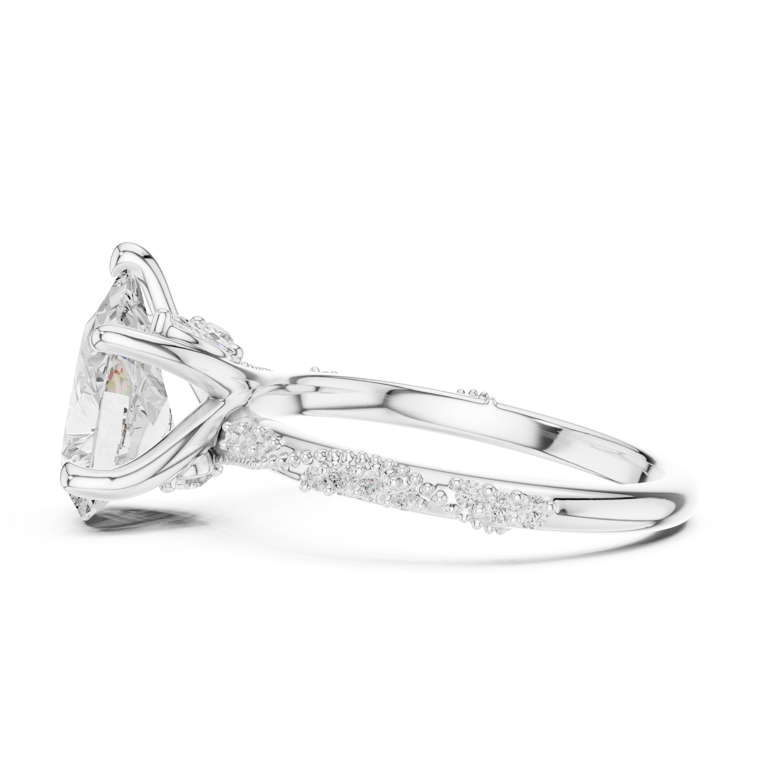 Pear Cut Diamond Twisted Pavé Engagement Ring