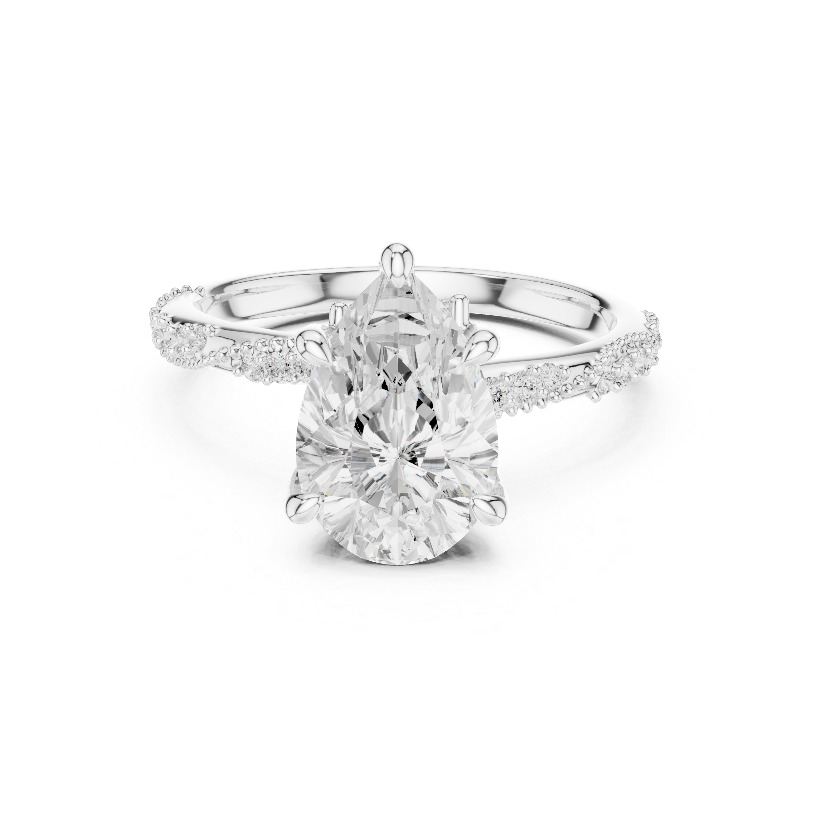 Pear Cut Diamond Twisted Pavé Engagement Ring