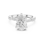 2.93 CT Pear Cut Diamond Hidden Accent Engagement Ring with Twisted Pavé Band