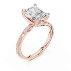Radiant Cut Diamond Twisted Pavé Engagement Ring