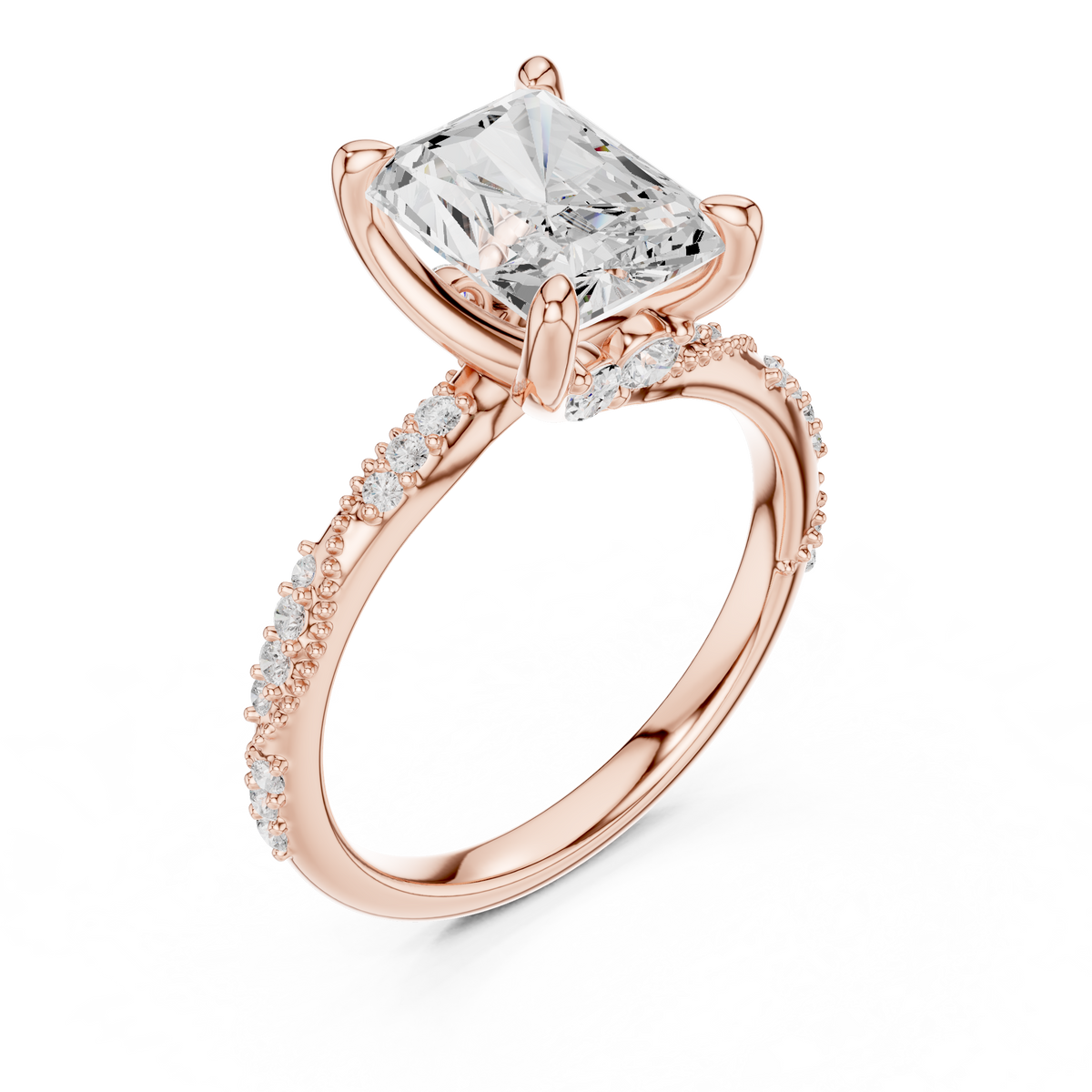 Radiant Cut Diamond Twisted Pavé Engagement Ring – view 7 of 12, lab grown diamond ring | Jewelix Atelier