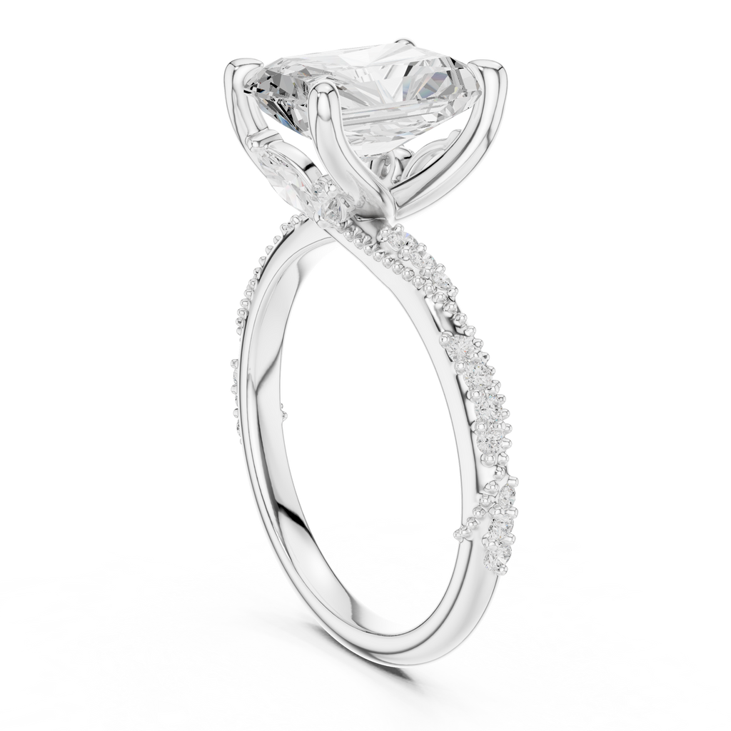 Radiant Cut Diamond Twisted Pavé Engagement Ring