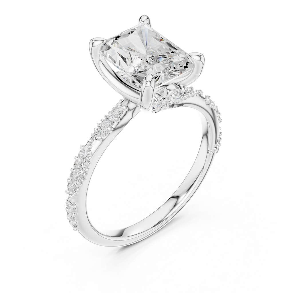 Radiant Cut Diamond Twisted Pavé Engagement Ring