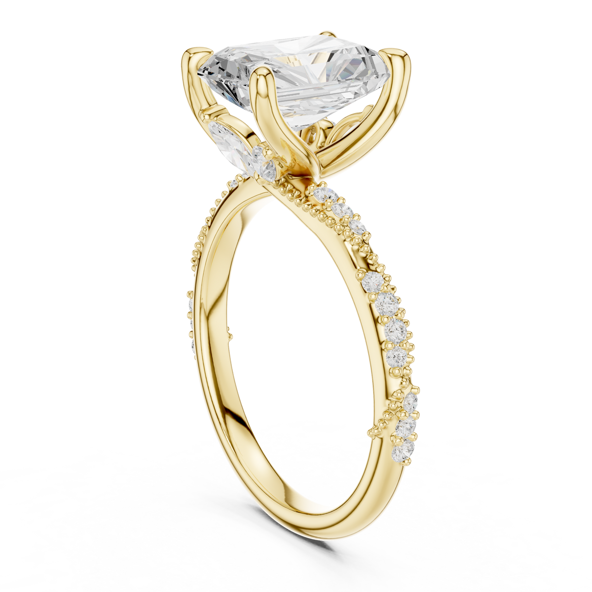 Radiant Cut Diamond Twisted Pavé Engagement Ring – view 10 of 12, lab grown diamond ring | Jewelix Atelier