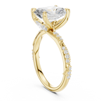 2.93 CT Radiant Cut Diamond Hidden Accent Engagement Ring with Twisted Pavé Band