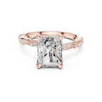 2.93 CT Radiant Cut Diamond Hidden Accent Engagement Ring with Twisted Pavé Band