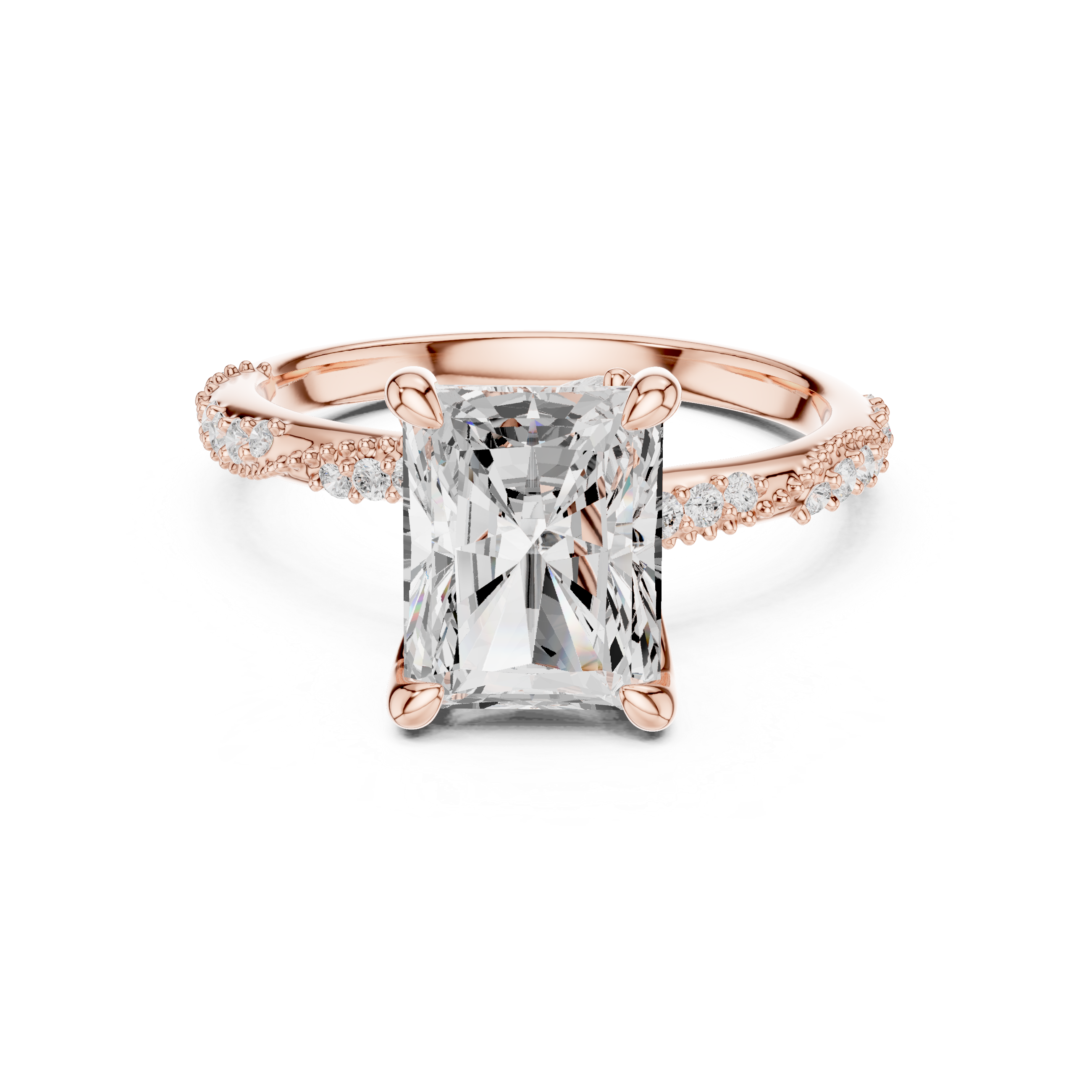 2.93 CT Radiant Cut Diamond Hidden Accent Engagement Ring with Twisted Pavé Band