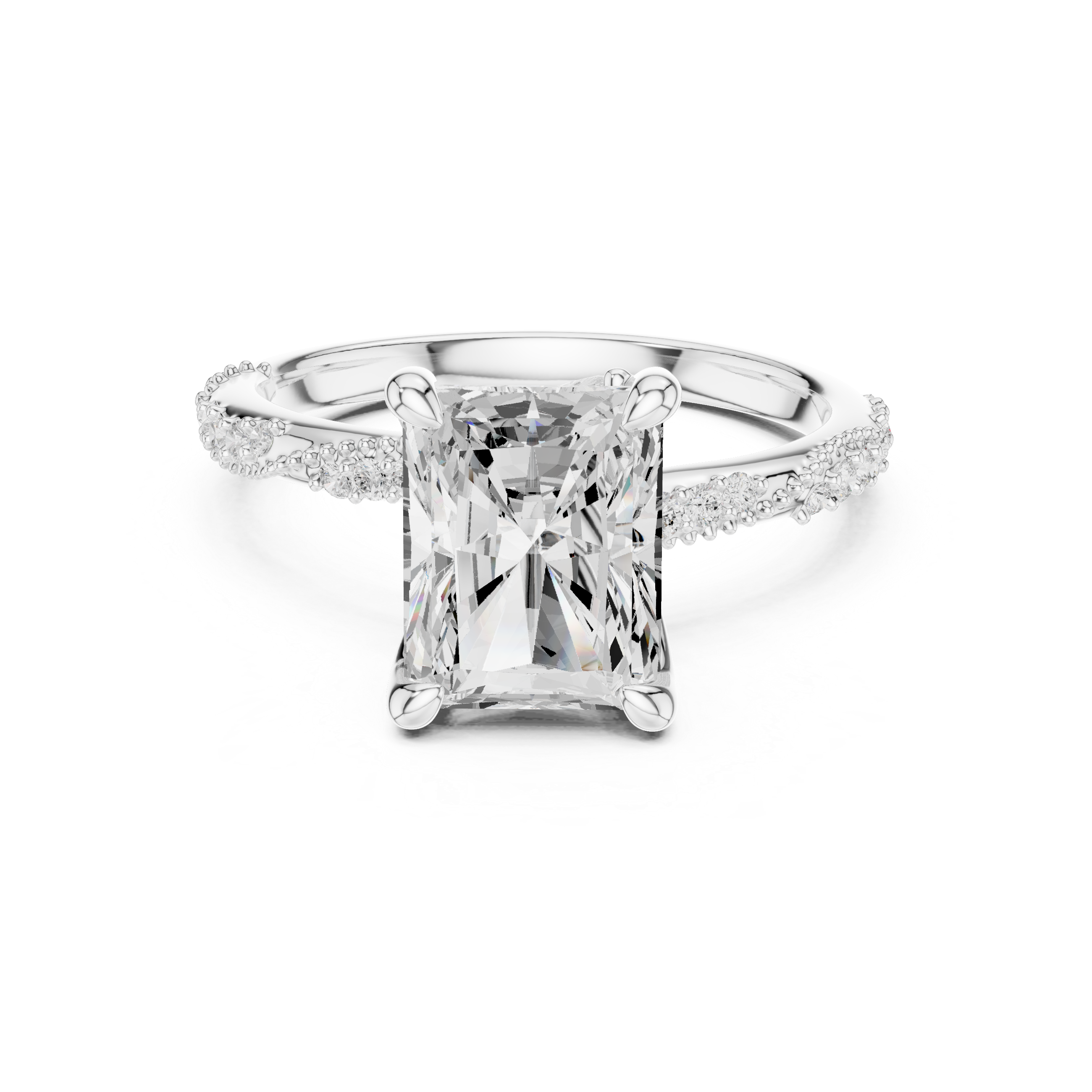Radiant Cut Diamond Twisted Pavé Engagement Ring