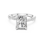 2.93 CT Radiant Cut Diamond Hidden Accent Engagement Ring with Twisted Pavé Band