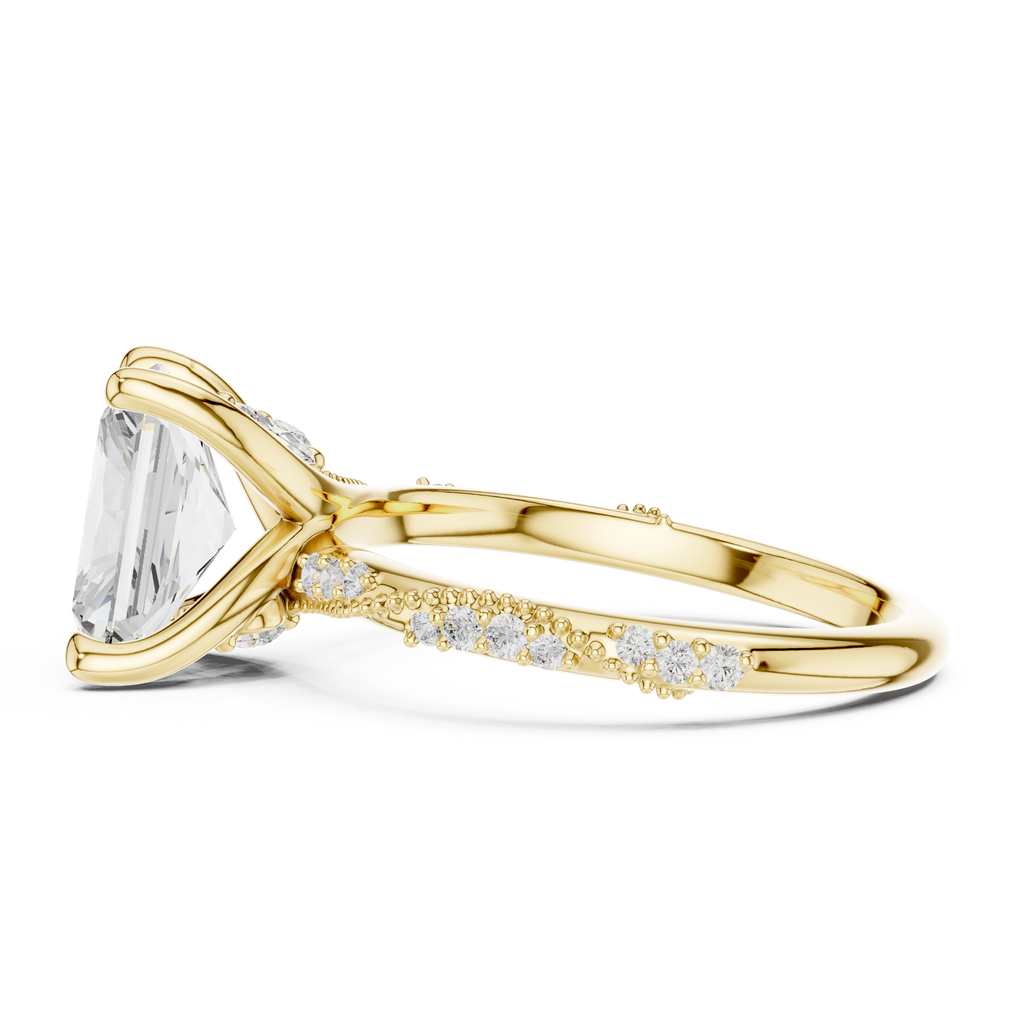 Radiant Cut Diamond Twisted Pavé Engagement Ring