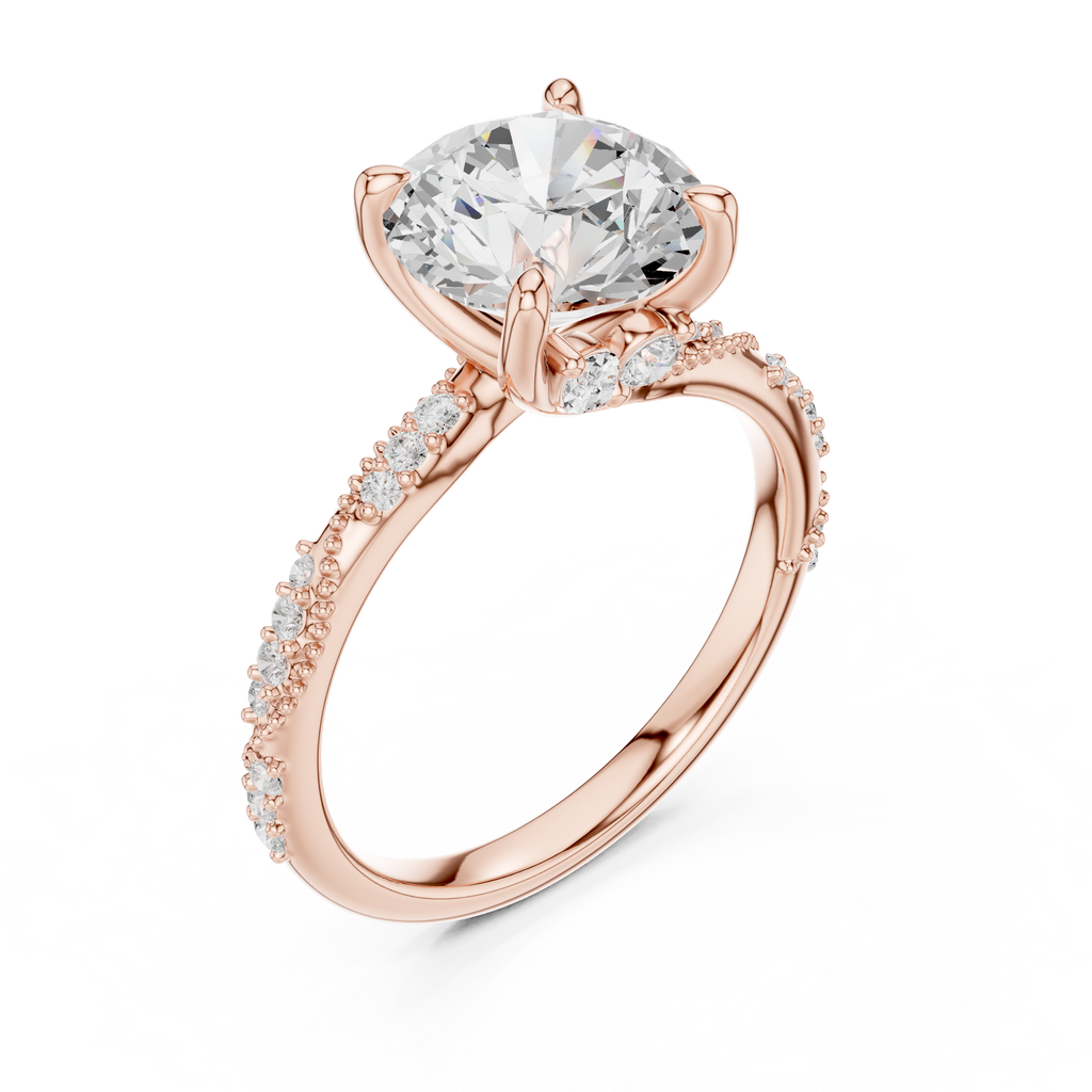 Round Brilliant Diamond Twisted Pavé Engagement Ring