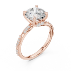 Round Brilliant Diamond Twisted Pavé Engagement Ring