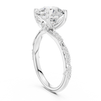 2.93 CT Round Brilliant Diamond Hidden Accent Engagement Ring with Twisted Pavé Band