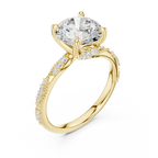 Round Brilliant Diamond Twisted Pavé Engagement Ring
