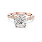Round Brilliant Diamond Twisted Pavé Engagement Ring
