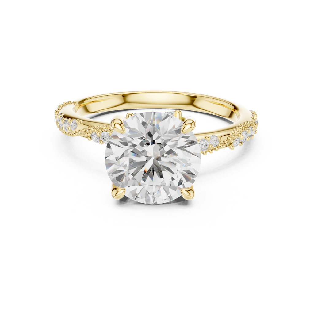 2.93 CT Round Brilliant Diamond Hidden Accent Engagement Ring with Twisted Pavé Band