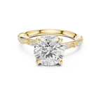 2.93 CT Round Brilliant Diamond Hidden Accent Engagement Ring with Twisted Pavé Band