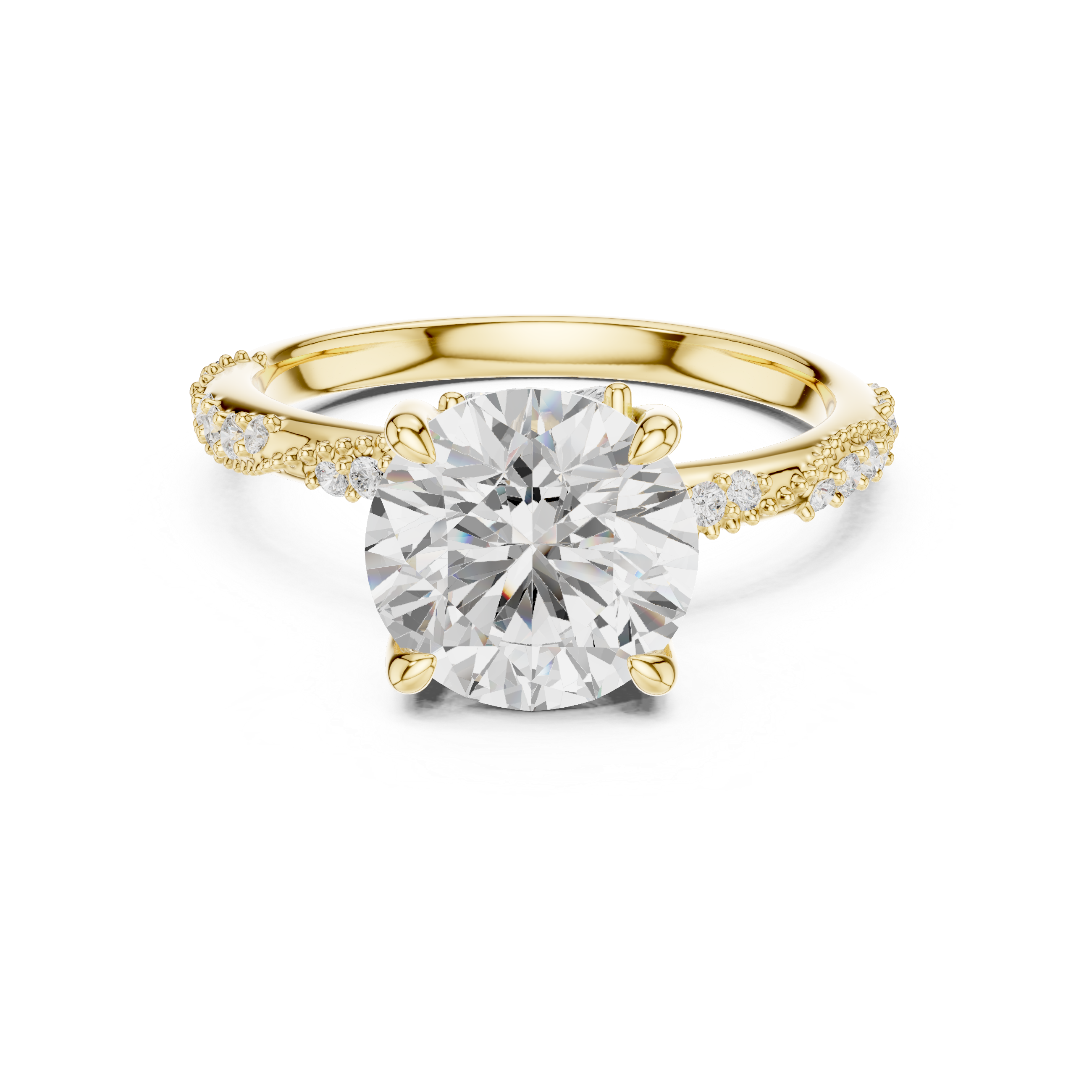 2.93 CT Round Brilliant Diamond Hidden Accent Engagement Ring with Twisted Pavé Band