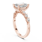 2.33 CT Emerald Cut Diamond Three-Stone Engagement Ring with Pear Side Stones