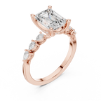 2.33 CT Emerald Cut Diamond Three-Stone Engagement Ring with Pear Side Stones