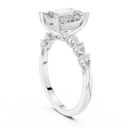 2.33 CT Emerald Cut Diamond Three-Stone Engagement Ring with Pear Side Stones