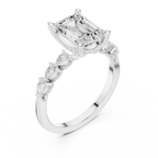2.33 CT Emerald Cut Diamond Three-Stone Engagement Ring with Pear Side Stones