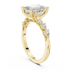 2.33 CT Emerald Cut Diamond Three-Stone Engagement Ring with Pear Side Stones