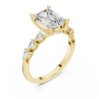 2.33 CT Emerald Cut Diamond Three-Stone Engagement Ring with Pear Side Stones