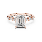 2.33 CT Emerald Cut Diamond Three-Stone Engagement Ring with Pear Side Stones