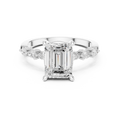 Emerald Cut Diamond Three Stone Engagement Ring with Pear Side Stones