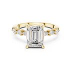 2.33 CT Emerald Cut Diamond Three-Stone Engagement Ring with Pear Side Stones