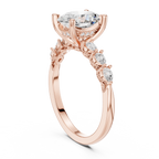 Oval Cut Diamond Three-Stone Engagement Ring with Pear Side Stones