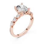 2.32 CT Oval Cut Diamond Three-Stone Engagement Ring with Pear Side Stones