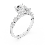 Oval Cut Diamond Three-Stone Engagement Ring with Pear Side Stones